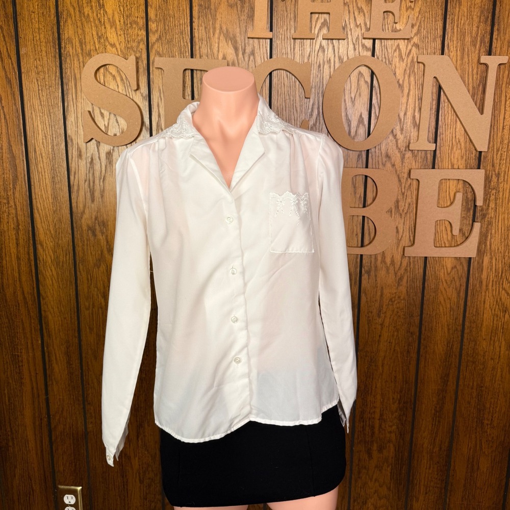 White Cottagecore Rhapsody Lace Blouse Womens L Victorian Coquette Western Goth